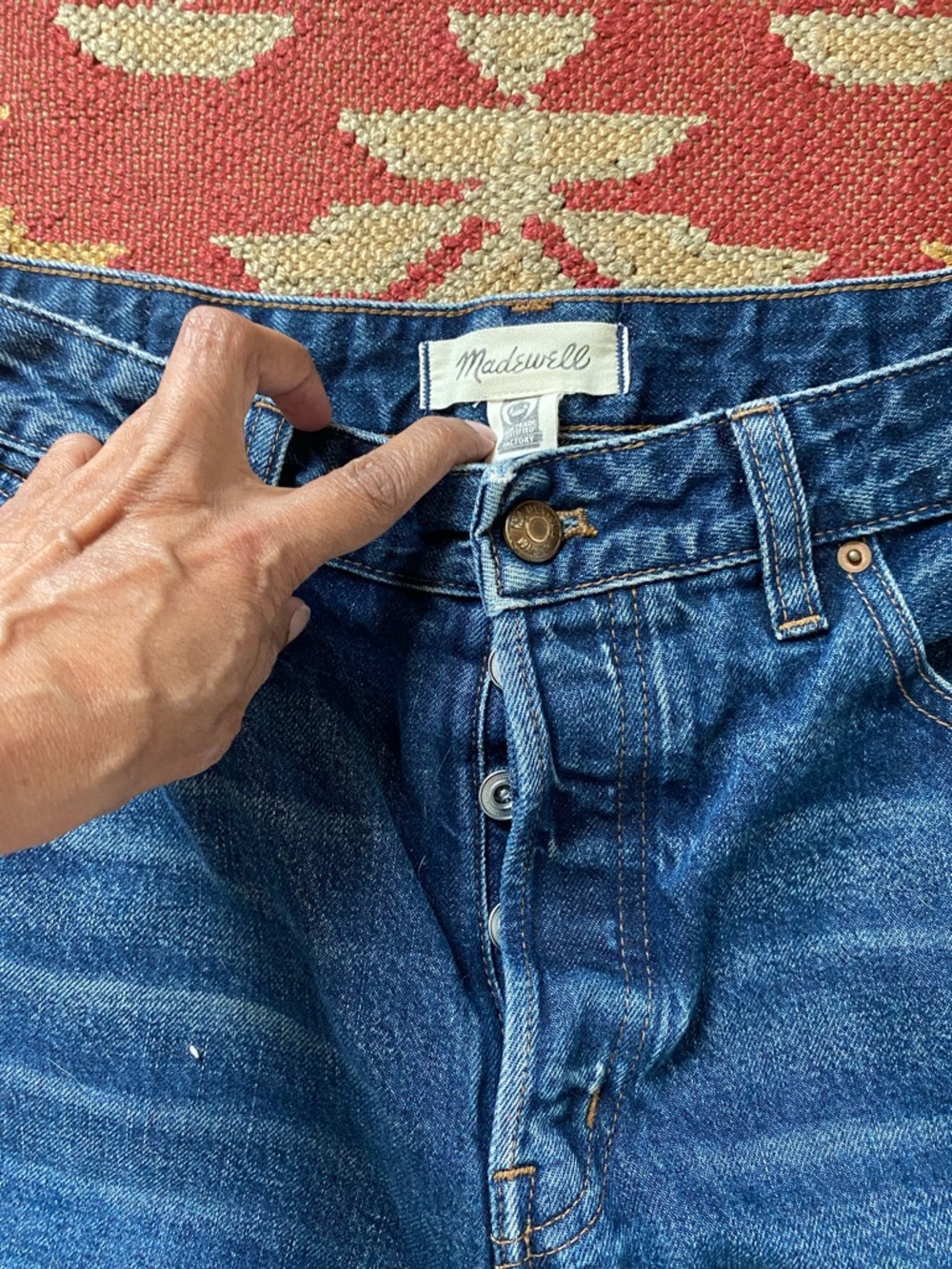 Madewell Curvy Darted Barrel Leg Dark Blue Denim Jeans - Picture 3 of 4